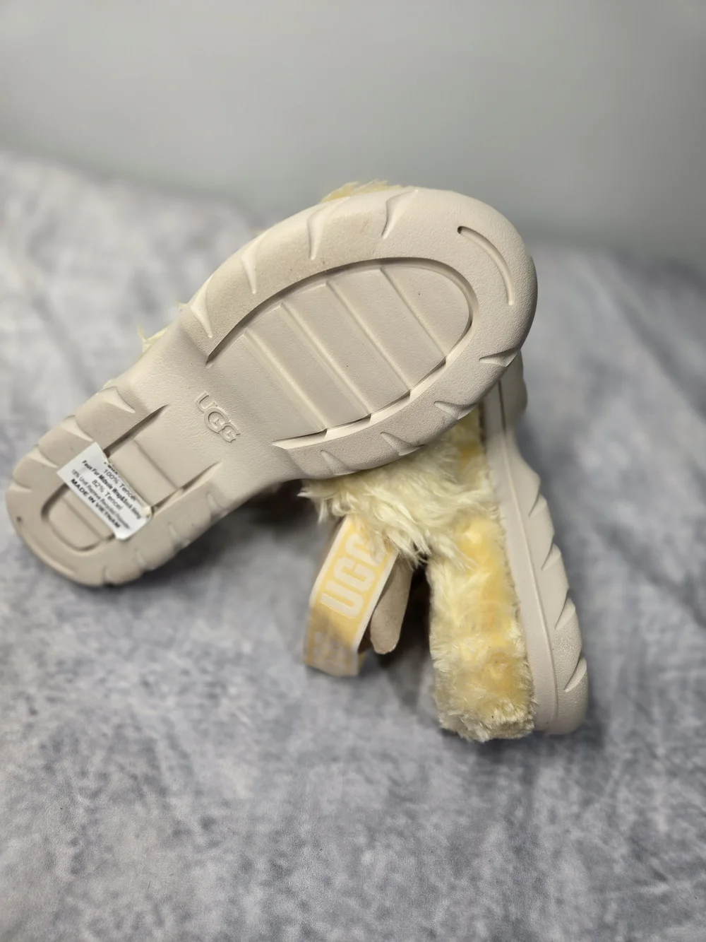 UGG Fluff Sugar platform sandals in a bright yellow color
